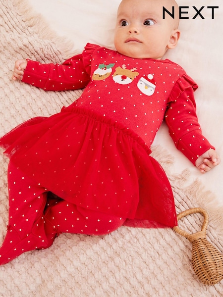 Red Baby Christmas Tutu Sleepsuit (0mths-3yrs) (333195) | €13 - €15