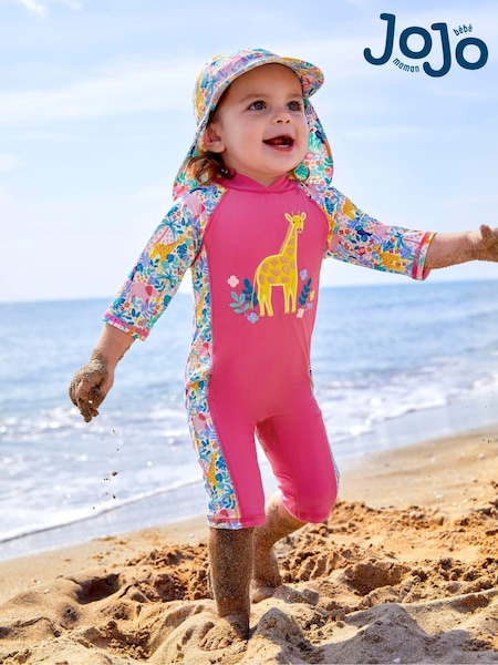 JoJo Maman Bébé Pink Jungle UPF 50 1-Piece Sun Protection Suit (333259) | €40