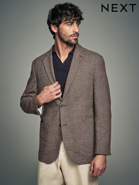 Brown Brushed Check Blazer With Wool (333688) | €106