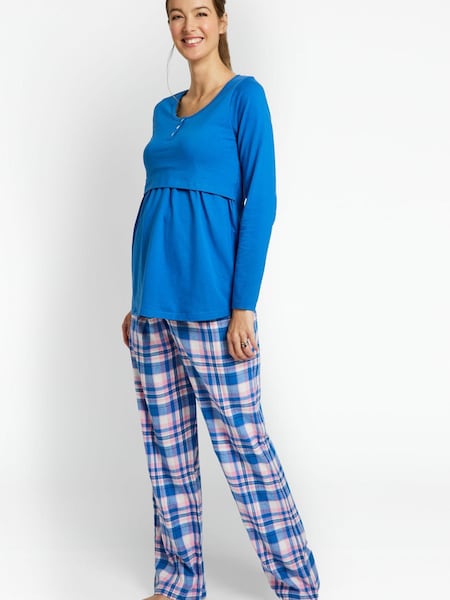 JoJo Maman Bébé Blue Check Maternity & Nursing Pyjama Set (333708) | €59