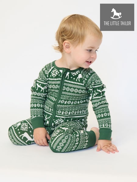 Verde - The Little Tailor Cotton Reindeer Fairisle Pattern Christmas Onesie