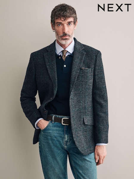 Charcoal Grey Signature Moon's Tonal Check Blazer (333809) | €191