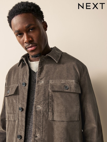 Taupe Micro Corduroy Shacket (333847) | €31