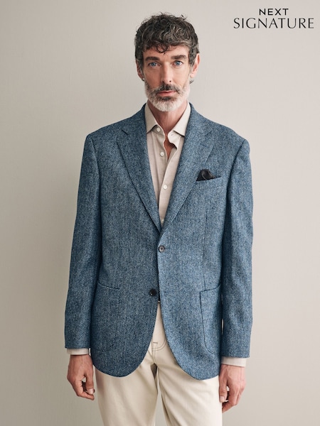 Blue Signature Moons British Wool Textured Blazer (333862) | €205