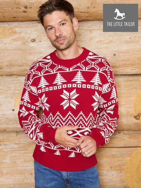 Red - Regular The Little Tailor Cotton Winter Fairisle Christmas Jumper