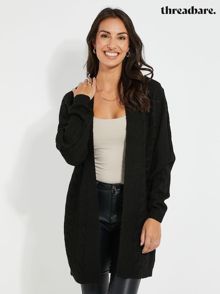 Threadbare Black Petite Cable Knit Cardigan (334040) | €43