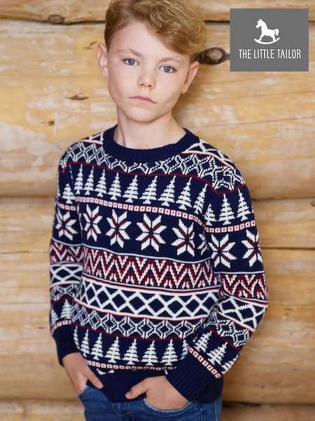Blue - The Little Tailor Cotton Winter Fairisle Christmas Jumper