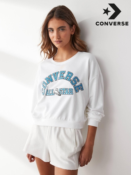 أبيض - Converse Retro Chuck Heritage Crew Sweatshirt (334175) | ‏265 د.إ.‏