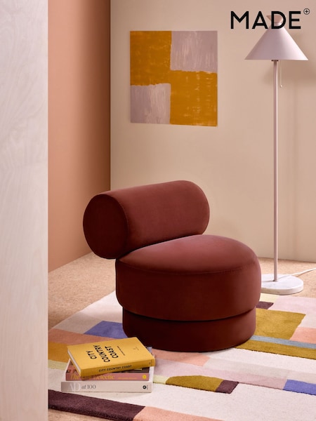 MADE.COM Rust Red Velvet Selah Accent Chair (334605) | €410