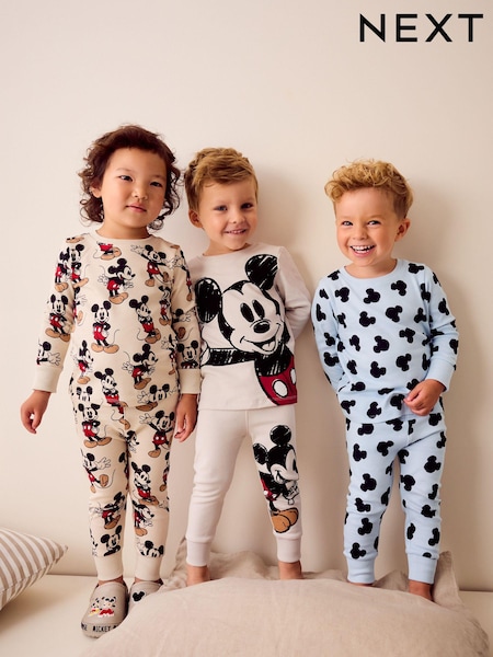 Blue/Ecru Mickey Mouse - Snuggle Pyjamas 3 Pack (9mths-10yrs) (334866) | 47 € - 55 €