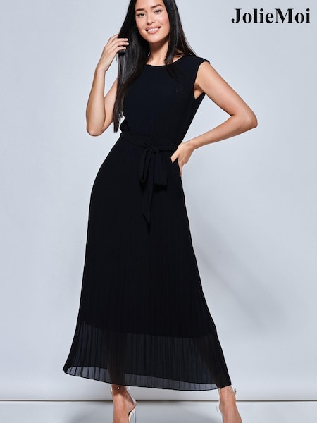 Jolie Moi Black Pleated Chiffon Sleeveless Maxi Dress (334930) | €44
