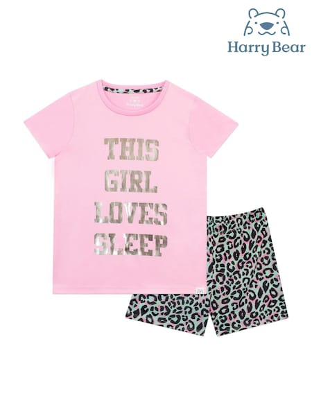 Harry Bear Pink Sleep Slogan Short Pyjamas (335063) | AED70
