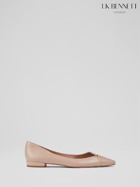 LK Bennett Beige Natural Cally Leather Flats (335115) | AED696