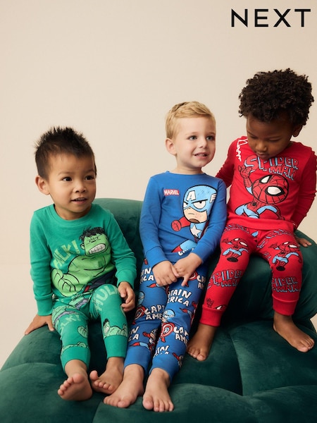 Marvel Red/Green/Blue Snuggle Pyjamas 3 Pack (9mths-8yrs) (335158) | €48 - €57