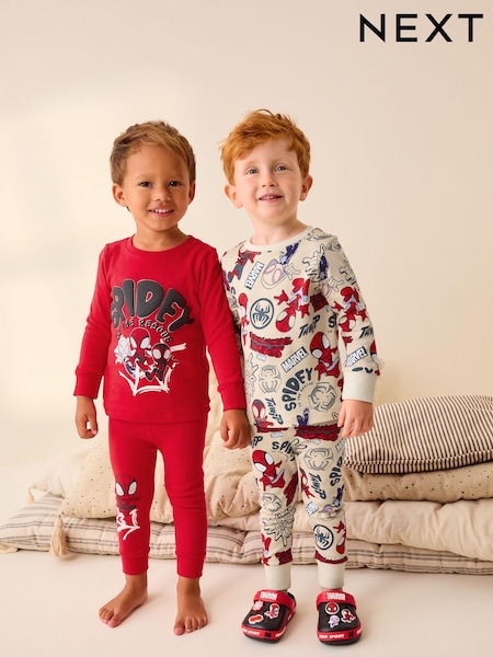 Spidey and Friends Red/Ecru Cream 2 Pack Snuggle Pyjamas (12mths-8yrs) (335210) | 124 QAR - 153 QAR