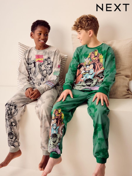 Marvel, Grün/Grau, Batik - Long Sleeve Pyjamas 2 Pack (5-16yrs) (335383) | 43 € - 55 €