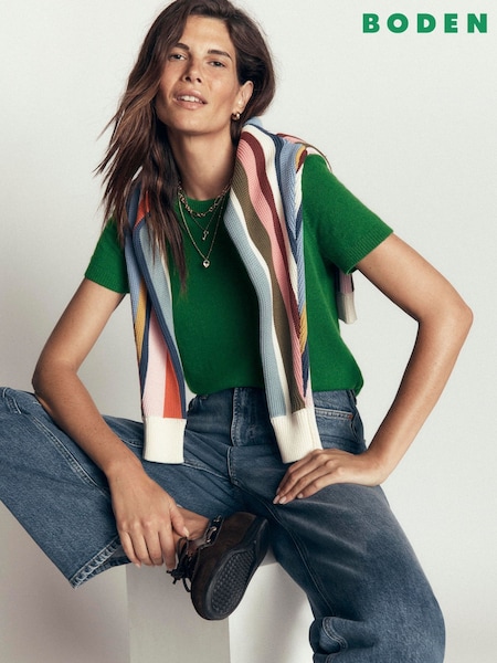Green - Boden Elsie Cashmere Crew Neck T-shirt