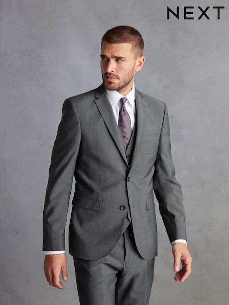 Charcoal Grey Slim Signature Tollegno Italian Wool Suit Jacket (335823) | €72