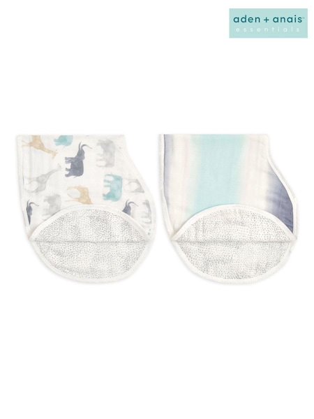 aden + anais Blue Silky Soft Expedition Burpy 100% Cotton Bibs 2 Pack (336390) | €30