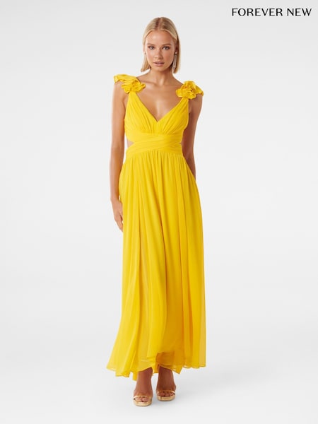 Желтый - Forever New Selena Ruffle Shoulder Maxi Dress (336617) | €66