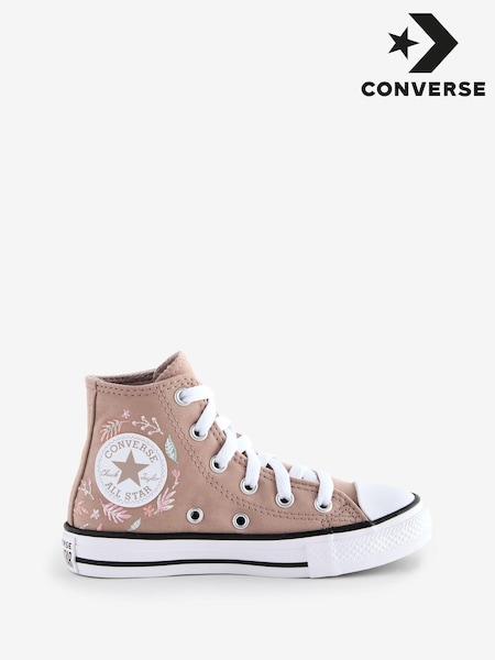 Converse Brown Chuck Taylor Floral Embroidered Junior Trainers (337177) | AED131