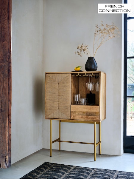 French Connection Mango Wood and Woven Cord Tatami Drinks Cabinet (337298) | €882