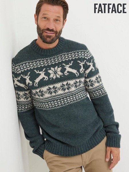 FatFace Green Mens Family Christmas Jumper (337679) | €39