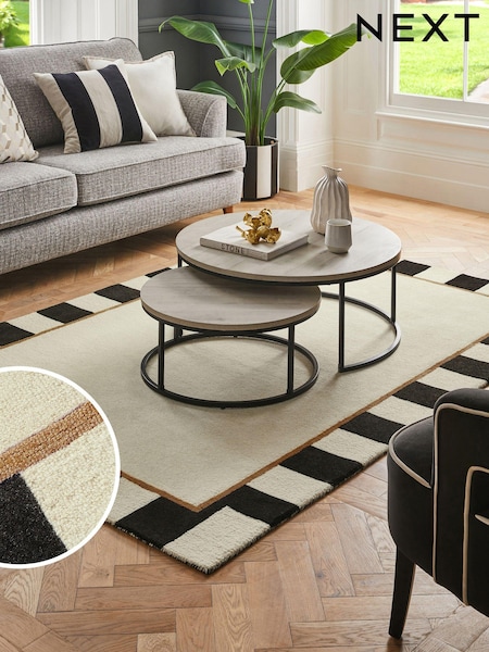 Monochrome Paloma Stripe Border Rug (337701) | €51 - €153
