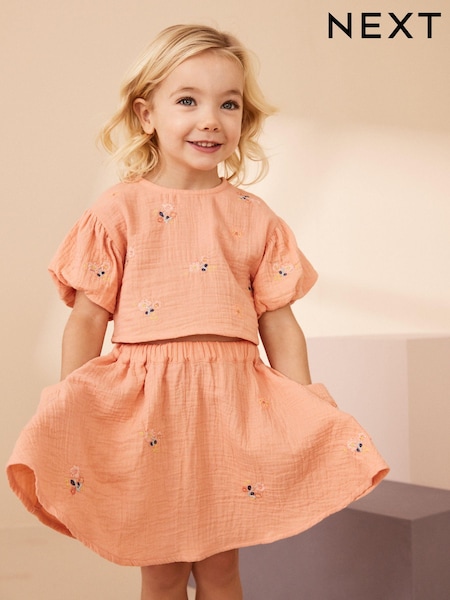 Peach Pink 100% Cotton Top & Skirt Set (3mths-7yrs) (337721) | €22 - €26