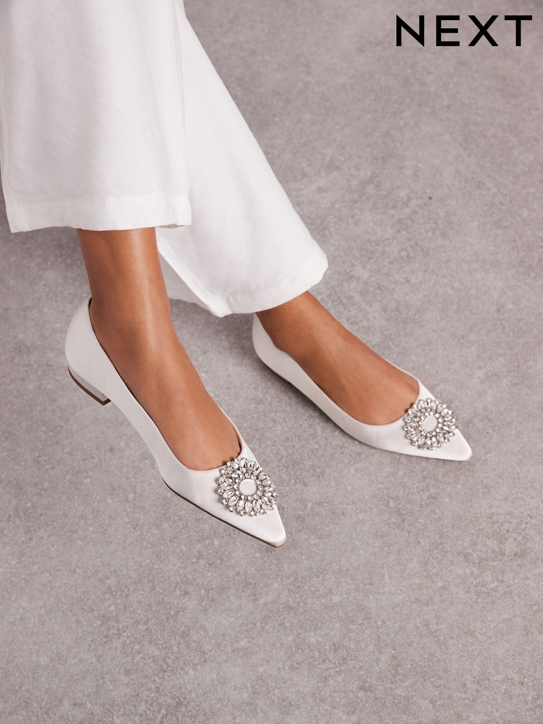 White satin flat shoes store