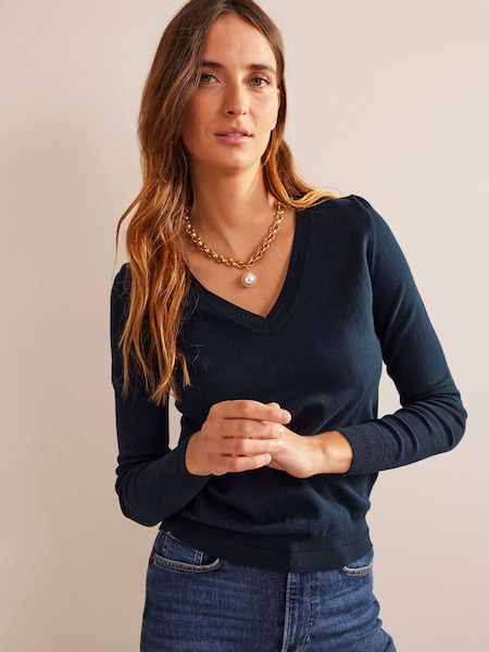 Albastru - Pulover din bumbac Boden Catriona (338385) | 312 LEI