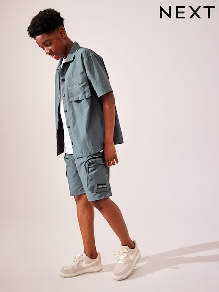 Blue Short Sleeve Utility Shirt & Shorts Set (3-16yrs) (338674) | AED24 - AED30
