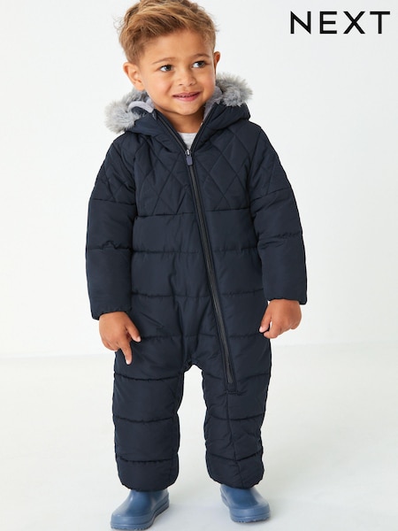 Navy Blue Snowsuit With Faux Fur Hood Trim (3mths-7yrs) (338839) | €29 - €32