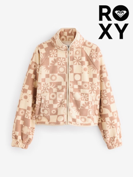 Roxy Cream And Pink Blurry Cloud Print Full Zip Fleece (338867) | R$ 690