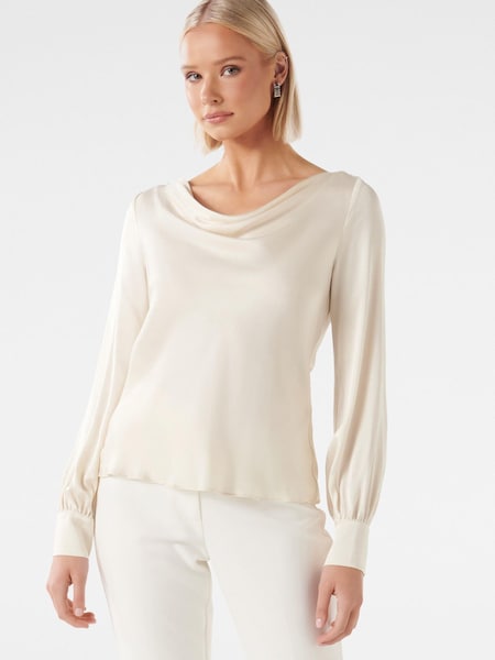 Forever New White Beau Bias Satin Top (338902) | €34