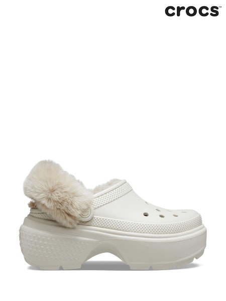 Crocs White Stomp Lined Winter Clogs (338934) | SGD 145