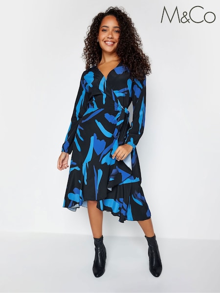 M&Co Blue Wrap Dress (339056) | 243 QAR
