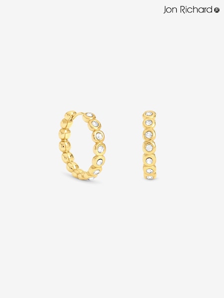 골드 도금 - Jon Richard Waterproof Tennis Hoop Earrings