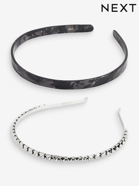 Grey/Silver Tone Resin & Studded Metal Headbands 2 Pack (339211) | €5