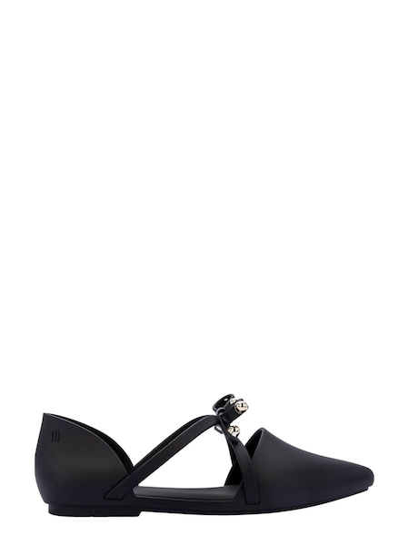 Melissa Pointy Stripe Black Bow Matt Shoes (339265) | €46