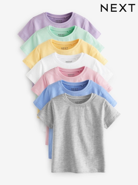 Multi Colour 100% Cotton Short Sleeve T-Shirts 7 Pack (3mths-7yrs) (339380) | AED60 - AED88