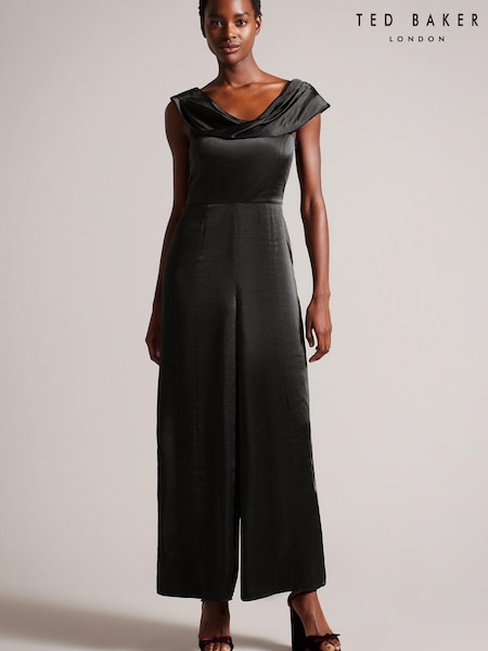 Ted Baker Dolynn Black Draped Neck Wide Leg Jumpsuit (339818) | €89