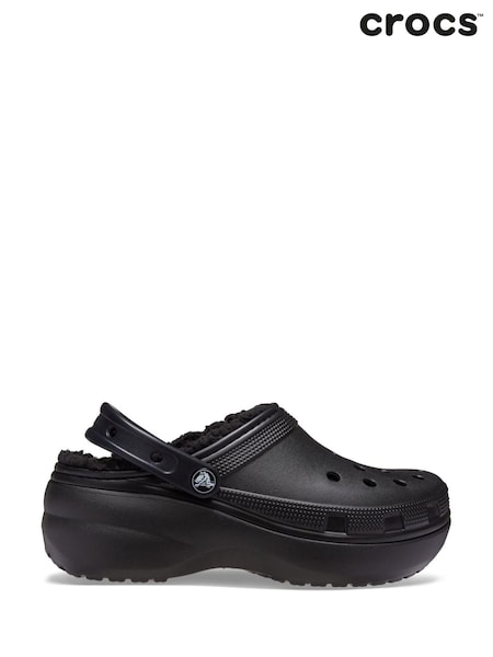 Crocs Black Classic Fluffy Lined Platform Clogs (339856) | R$ 640