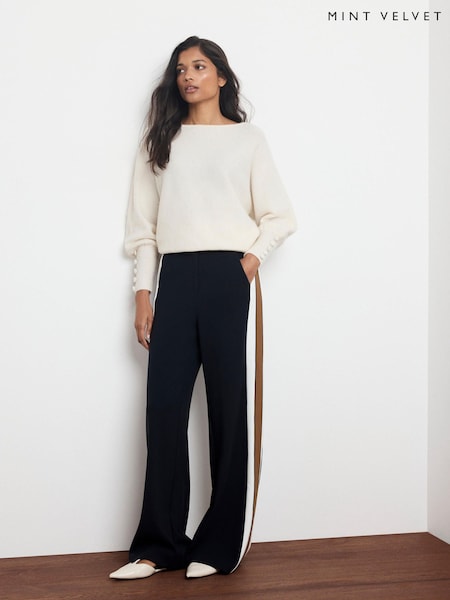 Blue - Mint Velvet Side Stripe Wide Leg Trousers