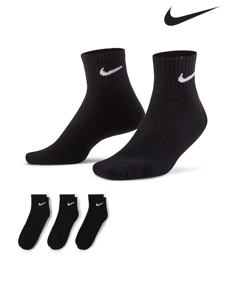 Negru - Gleznă - Pachet 3 de șosete Nike Everyday Cushioned Crew (340040) | 104 LEI