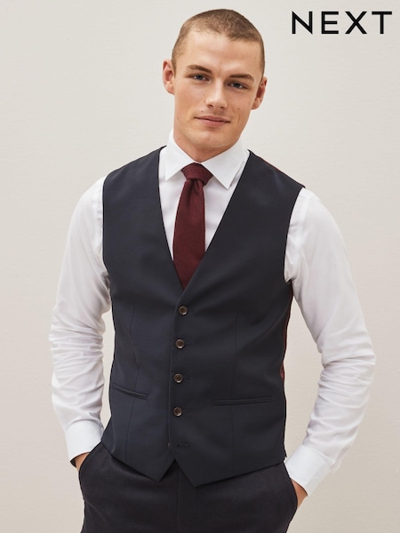 Navy Blue Signature Tollegno Wool Regular Fit Suit Waistcoat (340119) | €10