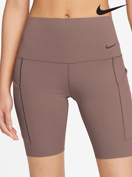 Nike Brown Universa Medium Support High Waisted 8 Cycling Shorts With Pockets (340207) | €38