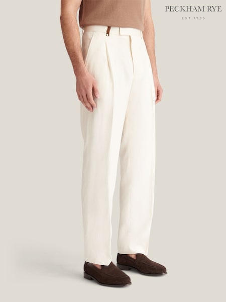 لون طبيعي - Regular Peckham Rye Contemporary Linen Blend Tailor Trousers