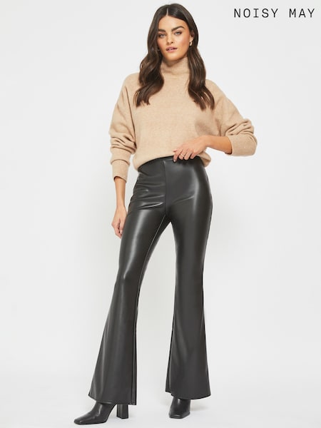 NOISY MAY Black Faux Leather Flared Trousers (340940) | 79 QAR