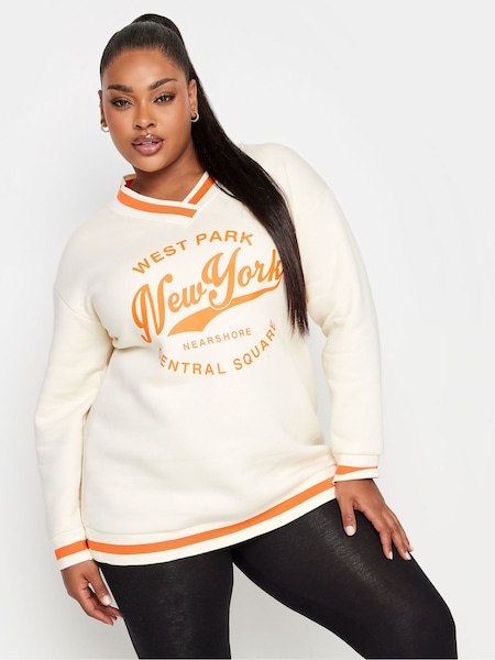 Yours Curve White 'New York' Varsity Sweatshirt (341492) | €17.50